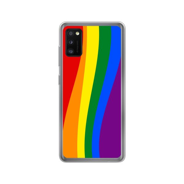 Flexibel Samsung Galaxy A41 hoesje met Regenboogvlag - Klassieke Pride Vlag Subtitel