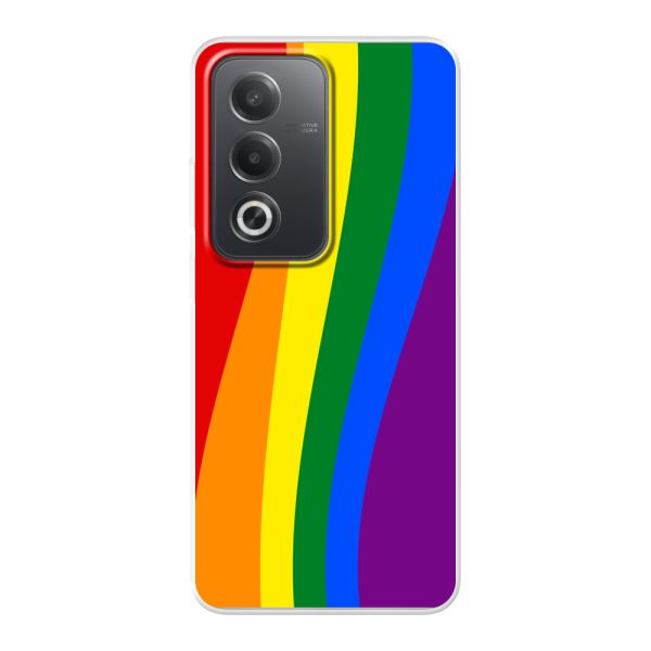 Flexibel Oppo A3 Pro hoesje met Regenboogvlag - Klassieke Pride Vlag Subtitel