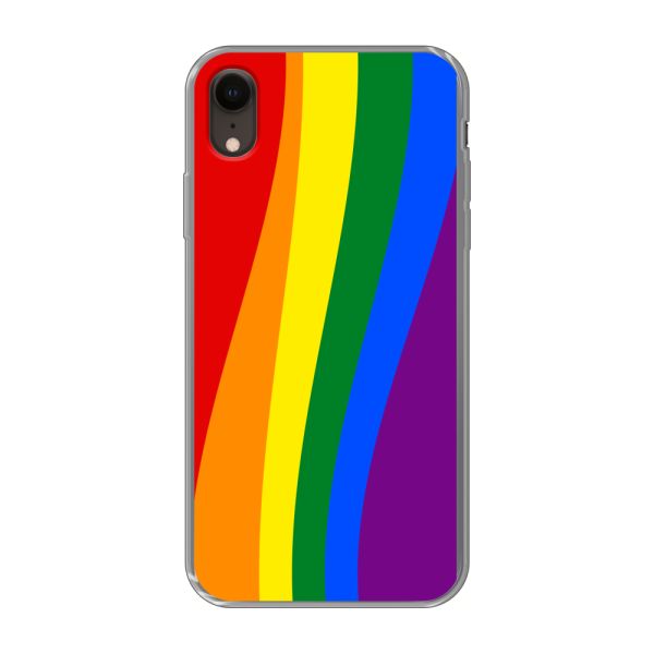 Flexibel iPhone Xr hoesje met Regenboogvlag - Klassieke Pride Vlag Subtitel