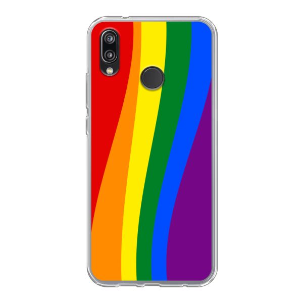 Flexibel Huawei P20 Lite hoesje met Regenboogvlag - Klassieke Pride Vlag Subtitel