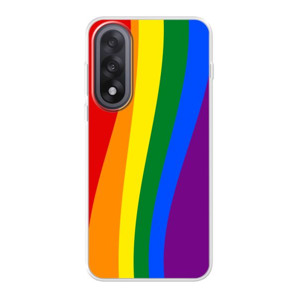 Flexibel OnePlus Nord 5 hoesje met Regenboogvlag - Klassieke Pride Vlag Subtitel