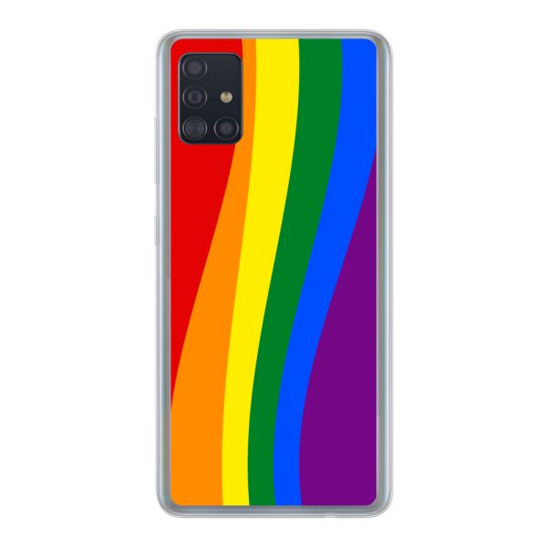 Flexibel Samsung Galaxy A51 hoesje met Regenboogvlag - Klassieke Pride Vlag Subtitel