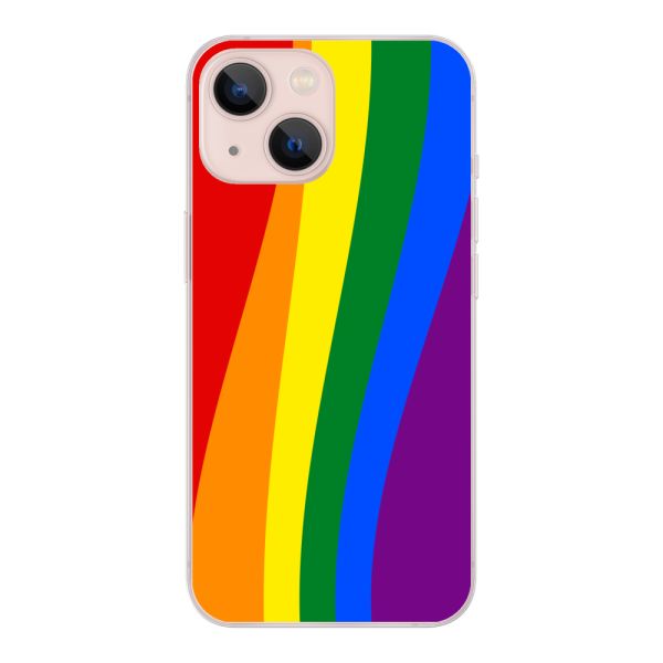Flexibel iPhone 13 mini hoesje met Regenboogvlag - Klassieke Pride Vlag Subtitel