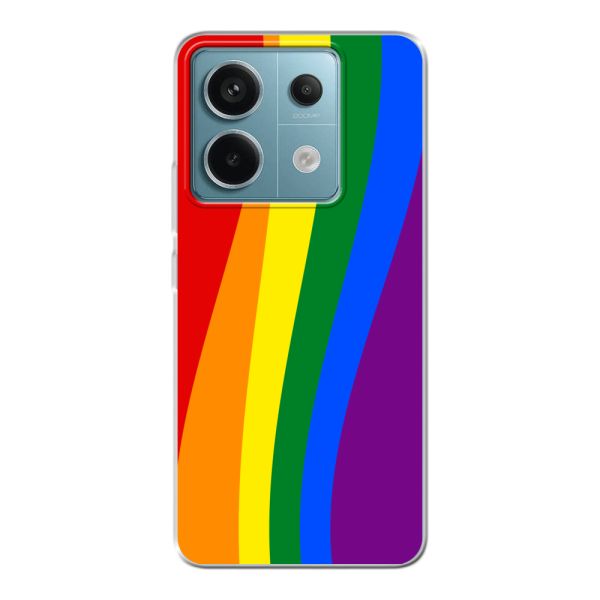 Flexibel Xiaomi Poco X6 hoesje met Regenboogvlag - Klassieke Pride Vlag Subtitel
