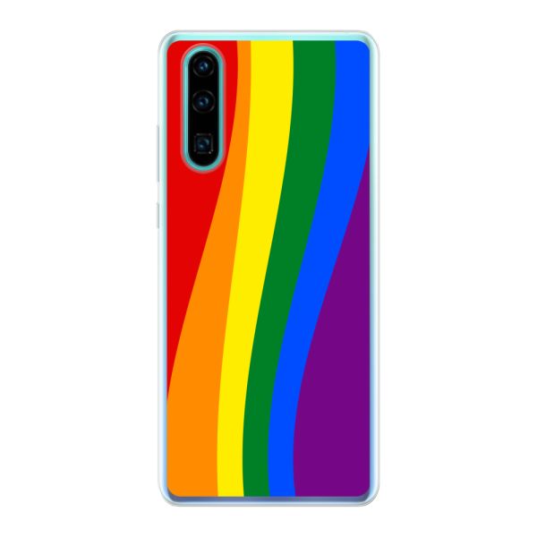 Flexibel Huawei P30 hoesje met Regenboogvlag - Klassieke Pride Vlag Subtitel