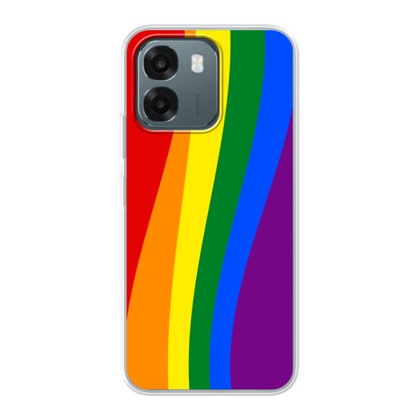 Flexibel Oppo A6s 5G hoesje met Regenboogvlag - Klassieke Pride Vlag Subtitel