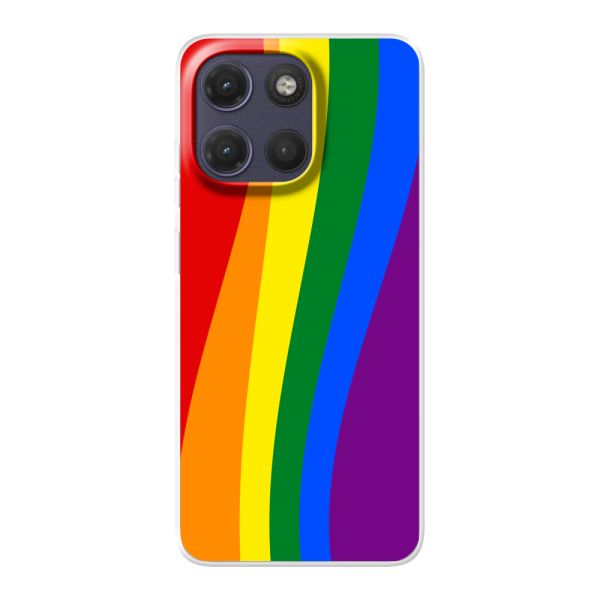 Flexibel Motorola Moto G17 hoesje met Regenboogvlag - Klassieke Pride Vlag Subtitel