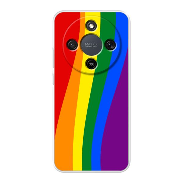 Flexibel Honor X9 hoesje met Regenboogvlag - Klassieke Pride Vlag Subtitel