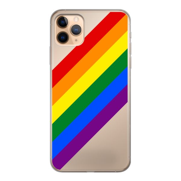 Flexibel iPhone 11 Pro Max hoesje met Diagonale Regenboog - Pride Strepen