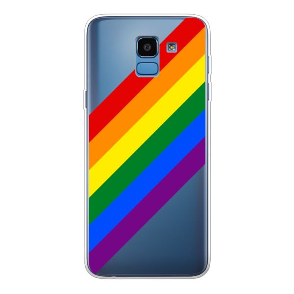 Flexibel Samsung Galaxy J6 (2018) hoesje met Diagonale Regenboog - Pride Strepen