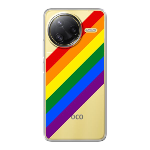 Flexibel Xiaomi Poco F7 Ultra hoesje met Diagonale Regenboog - Pride Strepen