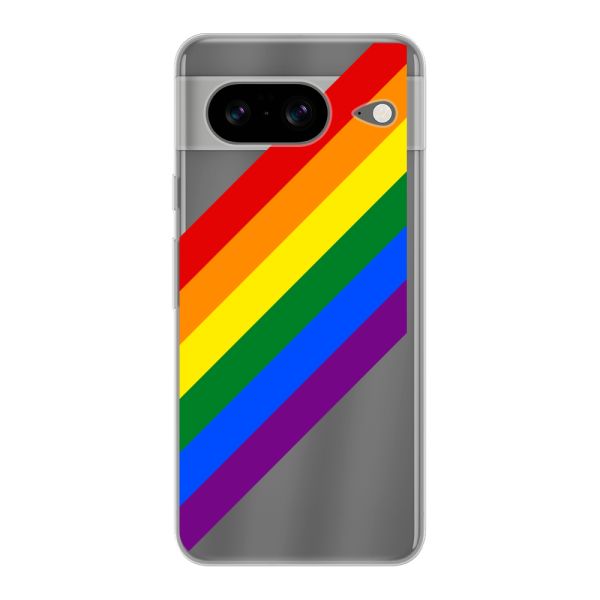 Flexibel Google Pixel 8 hoesje met diagonale regenboog - pridestrepen