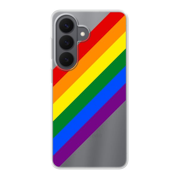 Flexibel Samsung Galaxy S26 hoesje met Diagonale Regenboog - Pride Strepen