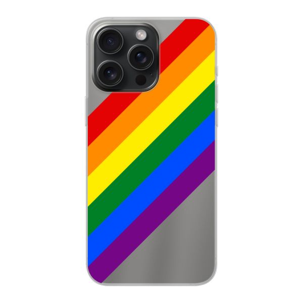 Flexibel iPhone 15 Pro Max hoesje met Diagonale Regenboog - Pride Strepen
