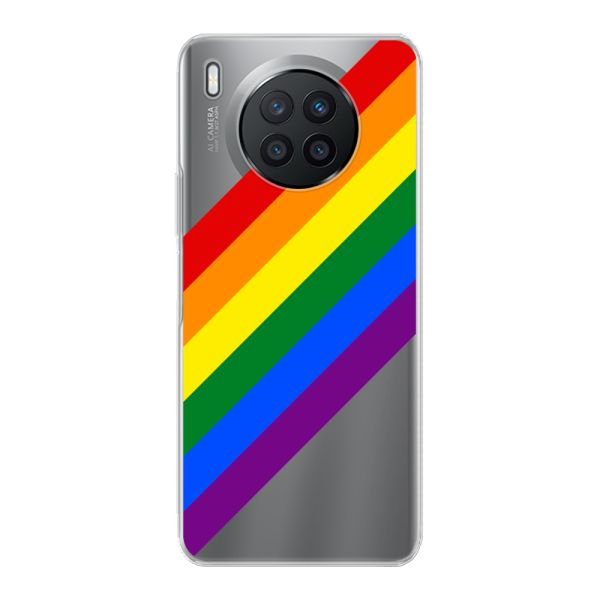 Flexibel Huawei Nova 8i hoesje met Diagonale Regenboog - Pride Strepen