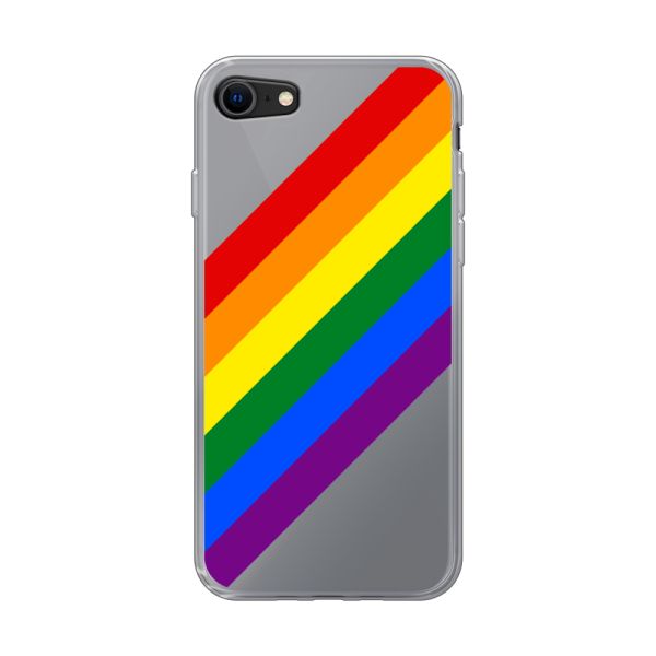 Flexibel iPhone 7 / 8 hoesje met Diagonale Regenboog - Pride Strepen