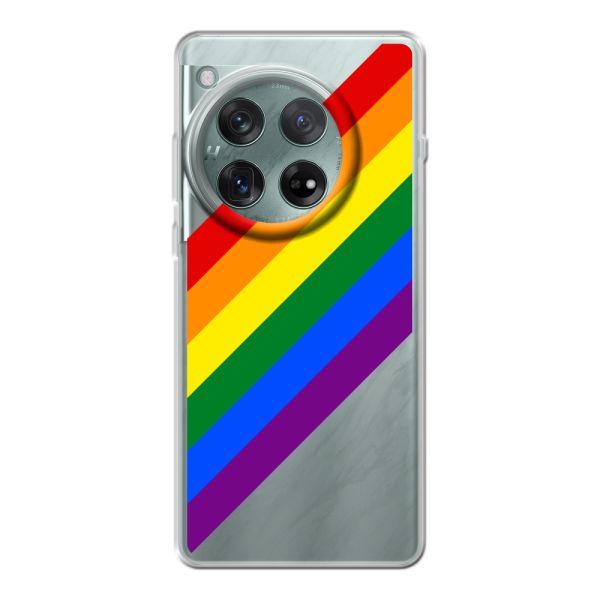 Flexibel OnePlus 12r hoesje met diagonale regenboog - pridestrepen