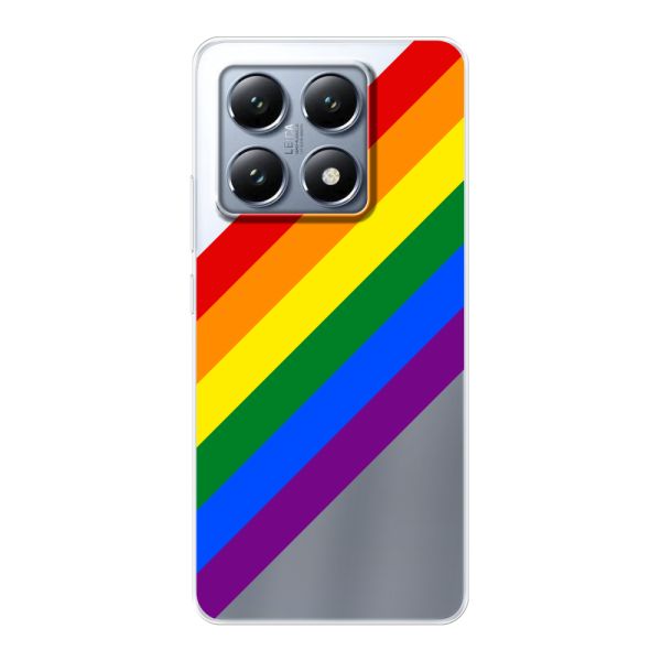 Flexibel Xiaomi 14T hoesje met Diagonale Regenboog - Pride Strepen