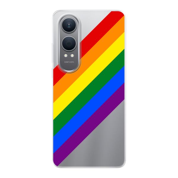 Flexible OnePlus Nord CE 4 Lite Hülle mit diagonalem Regenbogen - Pride-Streifen