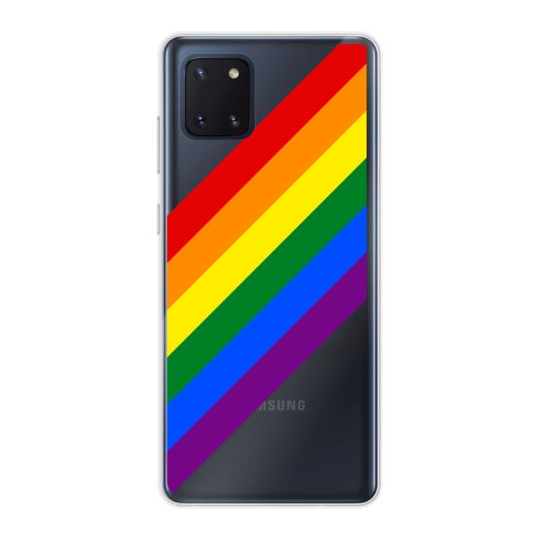 Flexibel Samsung Galaxy Note 10 Lite hoesje met diagonale regenboog - pridestrepen