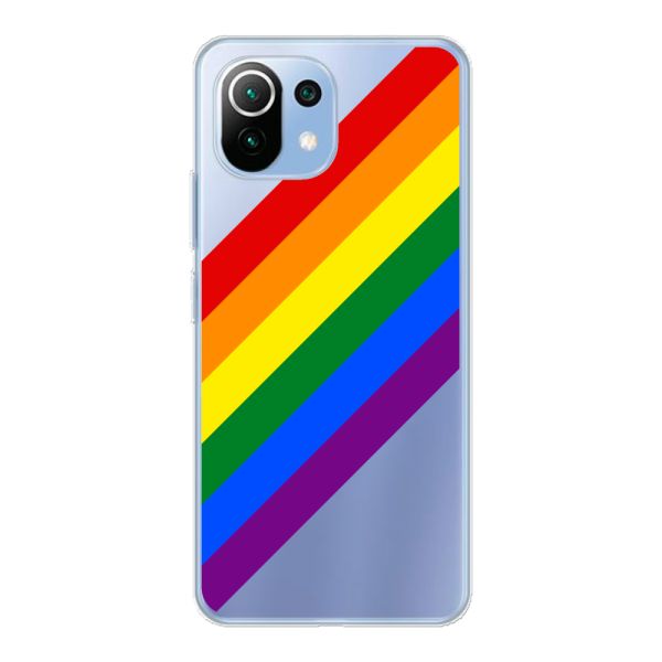 Flexibel Xiaomi 11 Lite 5G NE hoesje met Diagonale Regenboog - Pride Strepen