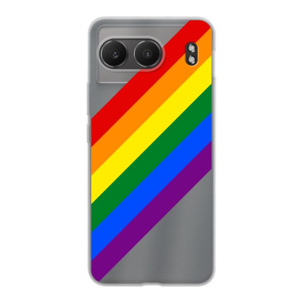 Flexibel OnePlus Nord 4 hoesje met diagonale regenboog - pridestrepen