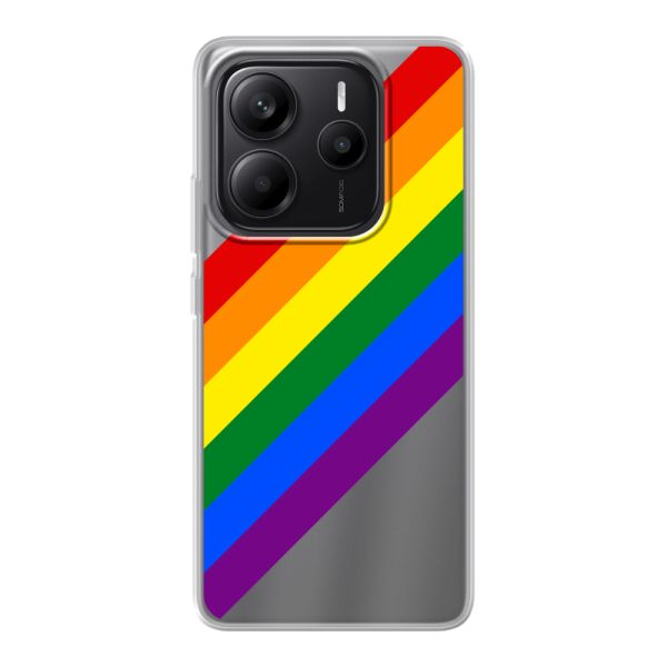Flexibel Xiaomi Redmi Note 14 5G hoesje met Diagonale Regenboog - Pride Strepen