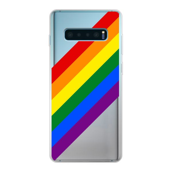 Flexibel Samsung Galaxy S10 Plus hoesje met Diagonale Regenboog - Pride Strepen