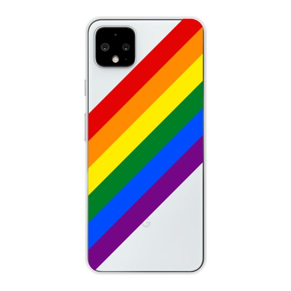 Flexibel Google Pixel 4 XL hoesje met diagonale regenboog - pridestrepen