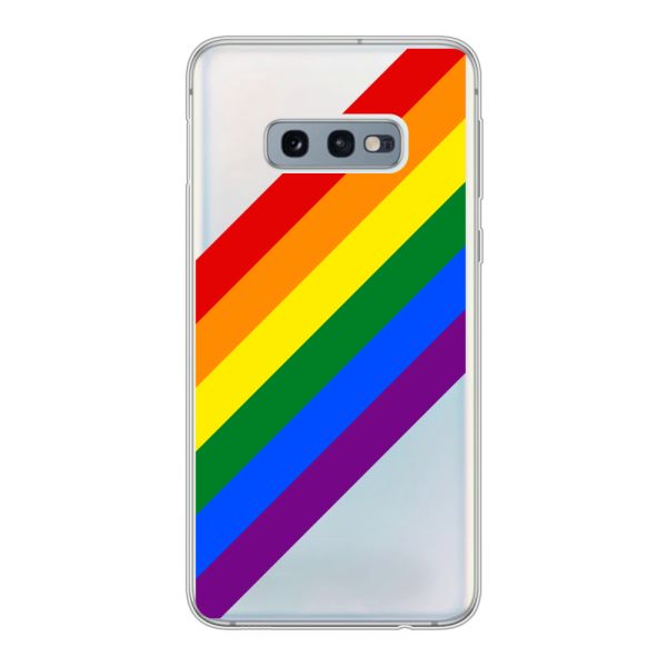 Flexibel Samsung Galaxy S10e hoesje met Diagonale Regenboog - Pride Strepen