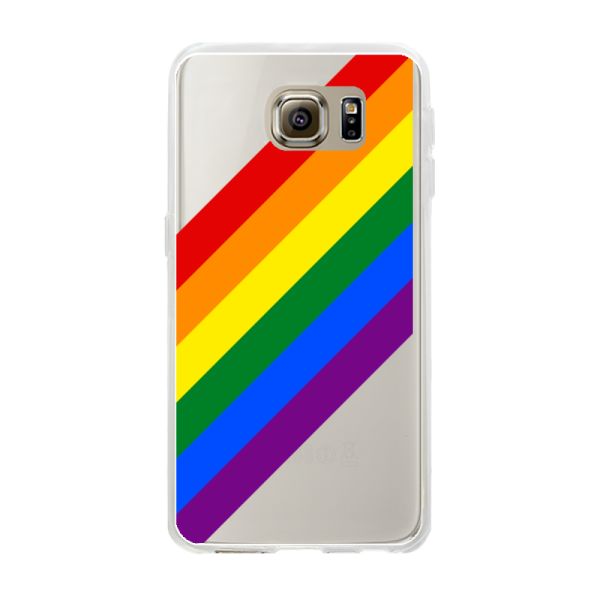 Flexibel Samsung Galaxy S6 hoesje met Diagonale Regenboog - Pride Strepen