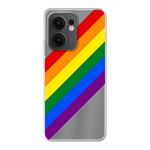 Flexibel Oppo Reno13 F hoesje met diagonale regenboog - pridestrepen