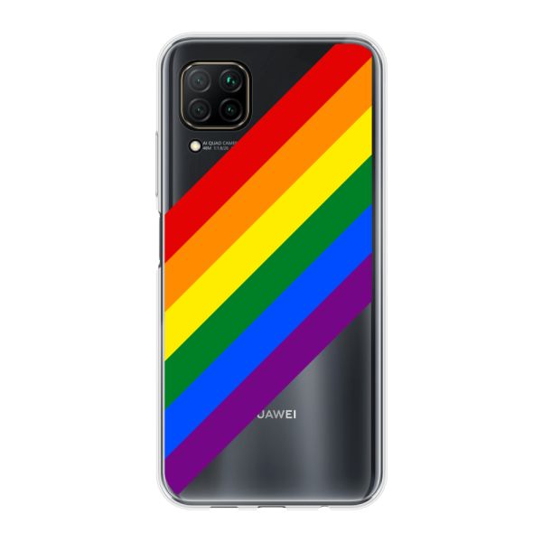 Flexibel Huawei P40 Lite hoesje met diagonale regenboog - pridestrepen