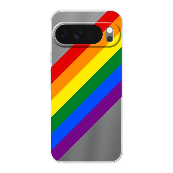 Flexibel Google Pixel 10 Pro XL hoesje met Diagonale Regenboog - Pride Strepen