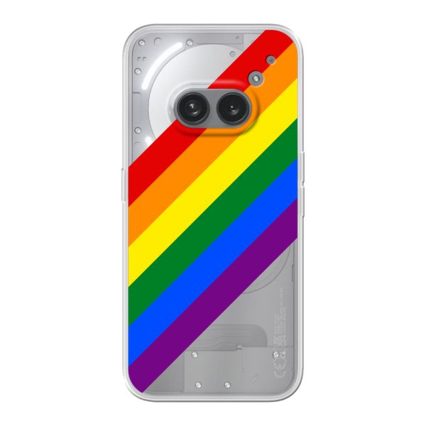Flexibel Nothing Phone (2a) Plus hoesje met Diagonale Regenboog - Pride Strepen