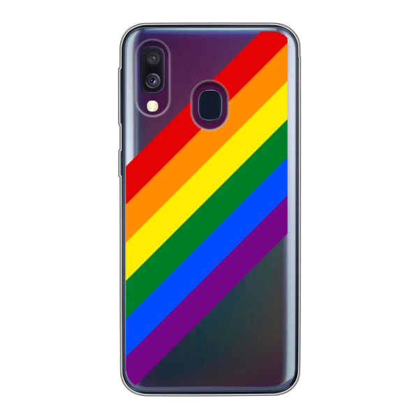 Flexibel Samsung Galaxy A40 hoesje met Diagonale Regenboog - Pride Strepen