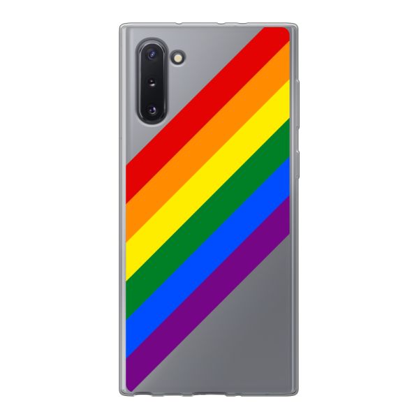 Flexibel Samsung Galaxy Note 10 / Note 10 5G hoesje met Diagonale Regenboog - Pride Strepen