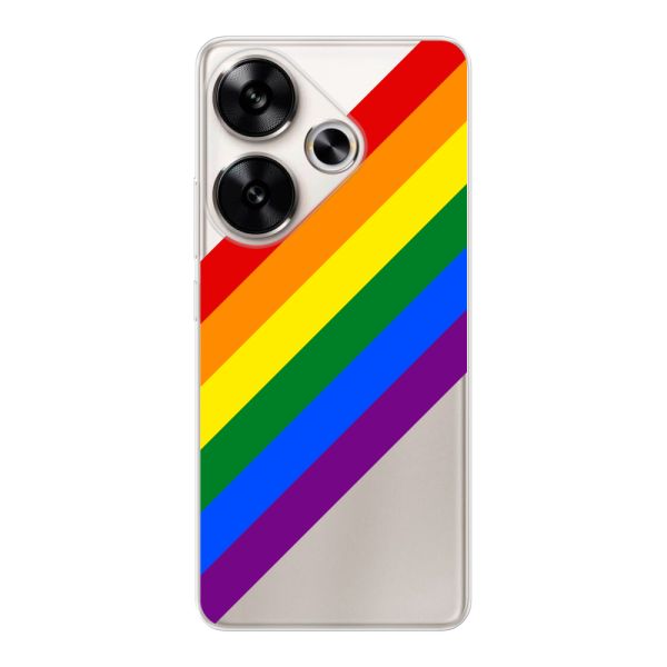 Flexibel Xiaomi Poco F6 hoesje met Diagonale Regenboog - Pride Strepen