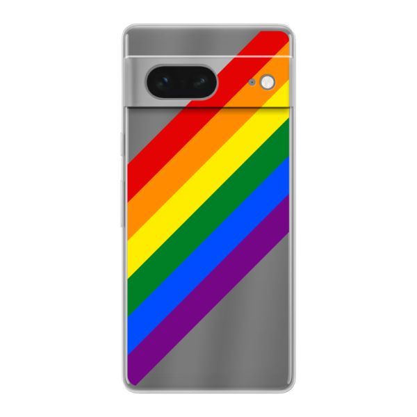 Flexibel Google Pixel 7 hoesje met Diagonale Regenboog - Pride Strepen