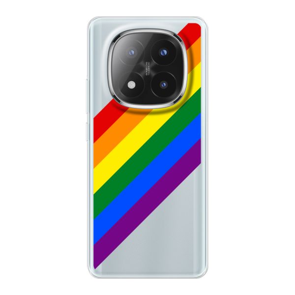 Flexibel Xiaomi Redmi Note 14 Pro+ hoesje met Diagonale Regenboog - Pride Strepen