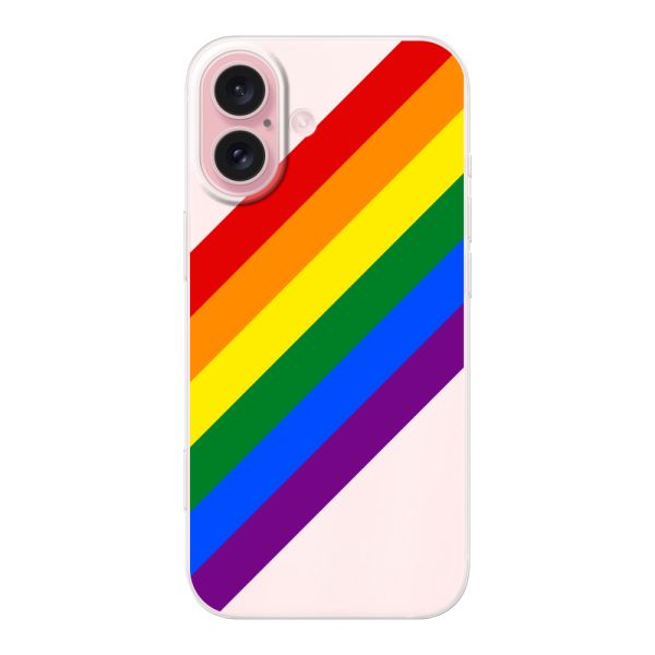 Funda flexible iPhone 16 con arcoíris diagonal - rayas Pride
