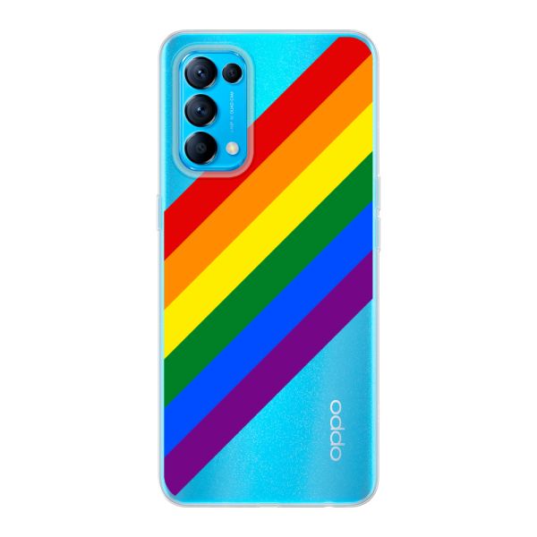 Flexibel Oppo Reno5 5G hoesje met Diagonale Regenboog - Pride Strepen