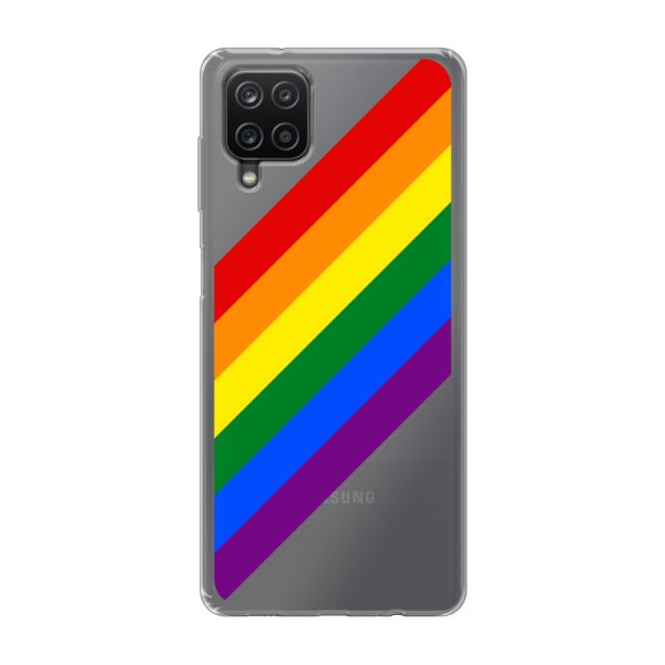 Flexibel Samsung Galaxy A12 / A12 Nacho hoesje met Diagonale Regenboog - Pride Strepen