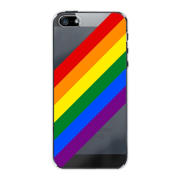Coque iPhone 5 / 5s flexible avec arc-en-ciel diagonal - rayures Pride