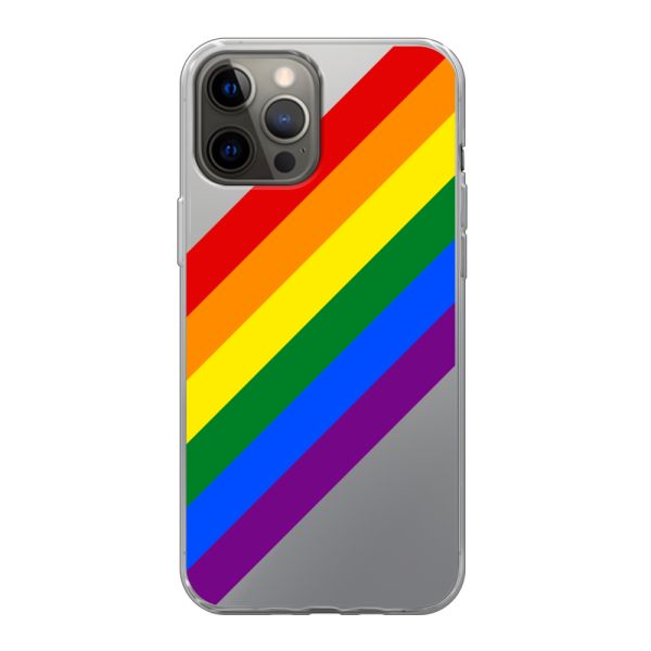 Flexibel iPhone 12 Pro Max hoesje met Diagonale Regenboog - Pride Strepen