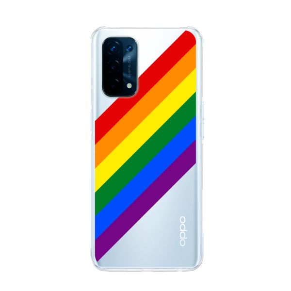 Flexibel Oppo A93 5G hoesje met Diagonale Regenboog - Pride Strepen