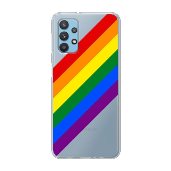 Flexibel Samsung Galaxy A32 4G hoesje met Diagonale Regenboog - Pride Strepen