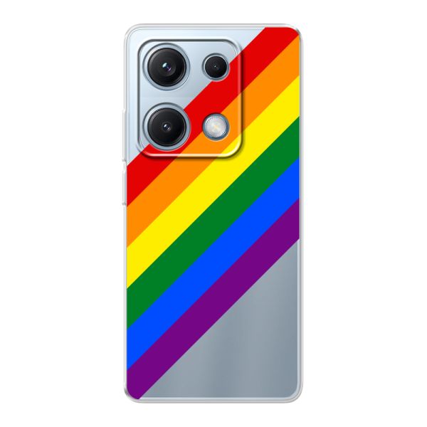 Flexible Xiaomi Redmi Note 14S Hülle mit diagonalem Regenbogen - Pride-Streifen