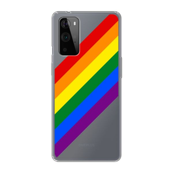 Flexibel OnePlus 9 Pro hoesje met diagonale regenboog - pridestrepen