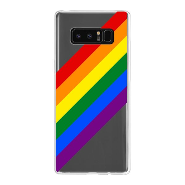 Flexibel Samsung Galaxy Note 8 hoesje met diagonale regenboog - pridestrepen